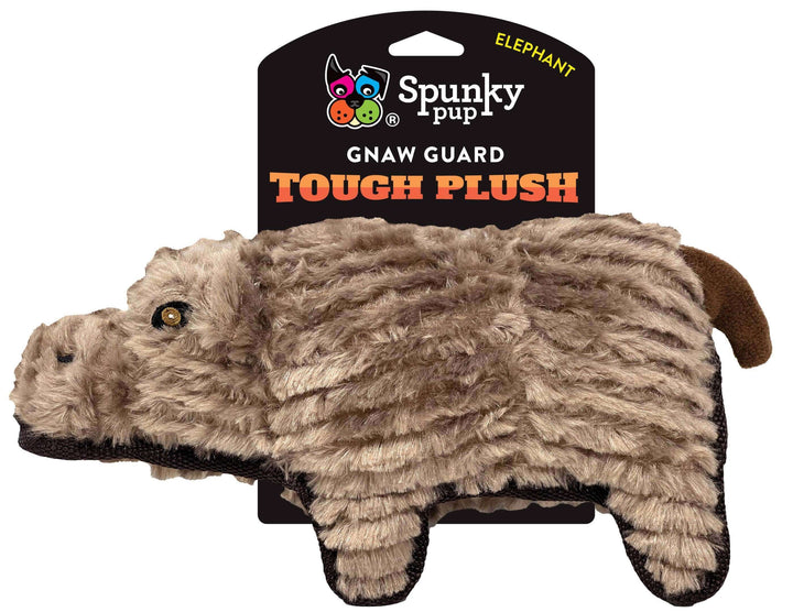 Spunky Pup Gnaw Guard hippo dog toy, featuring a durable tough plush design, perfect for chewing and interactive playtime.