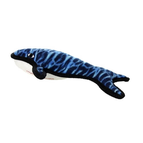 Tuffy® blue whale durable plush dog toy for interactive play.