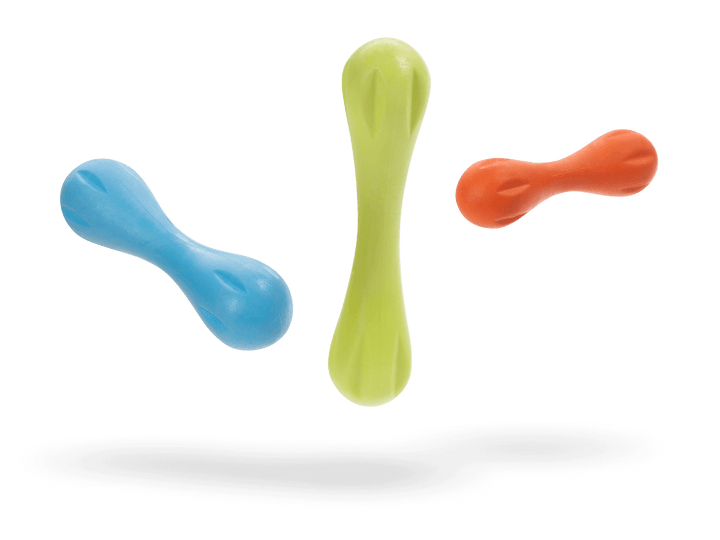 Three colorful gel-like shapes on a black background