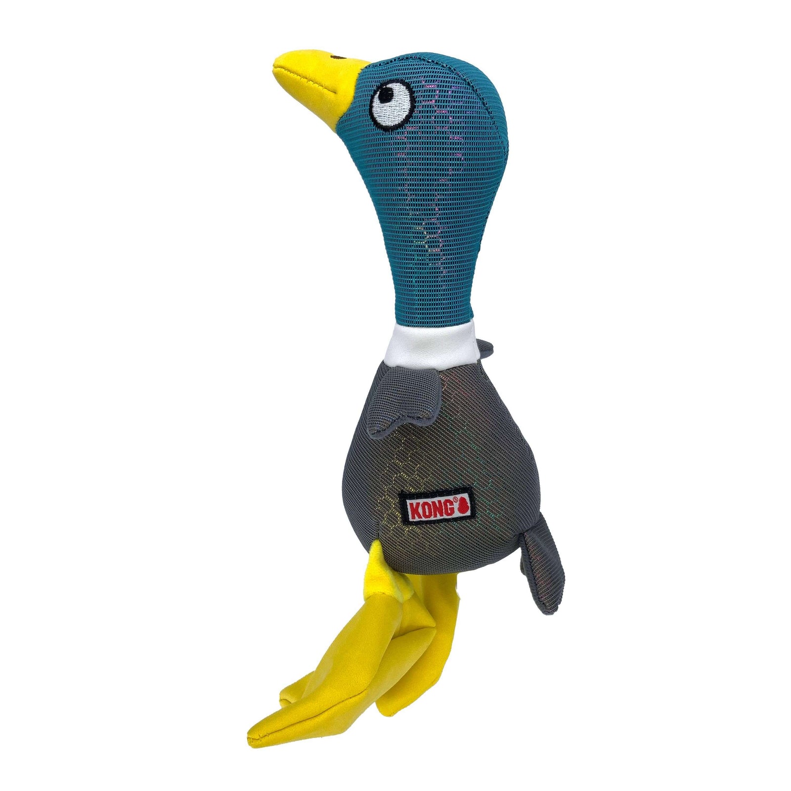 Duck-shaped toy with a KONG logo on a white background