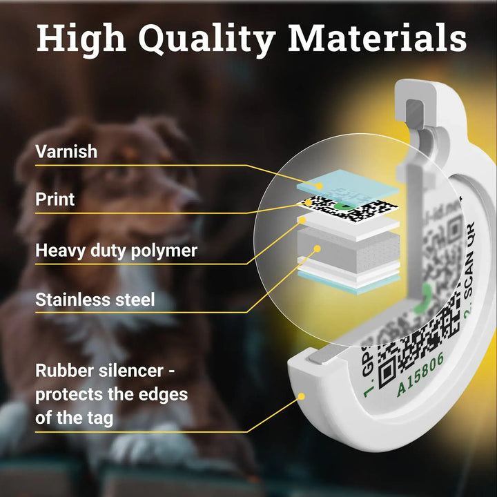 Dog Tag With Silicone, QR Code Dog Id Tag Personalized: Bone (40 mm)