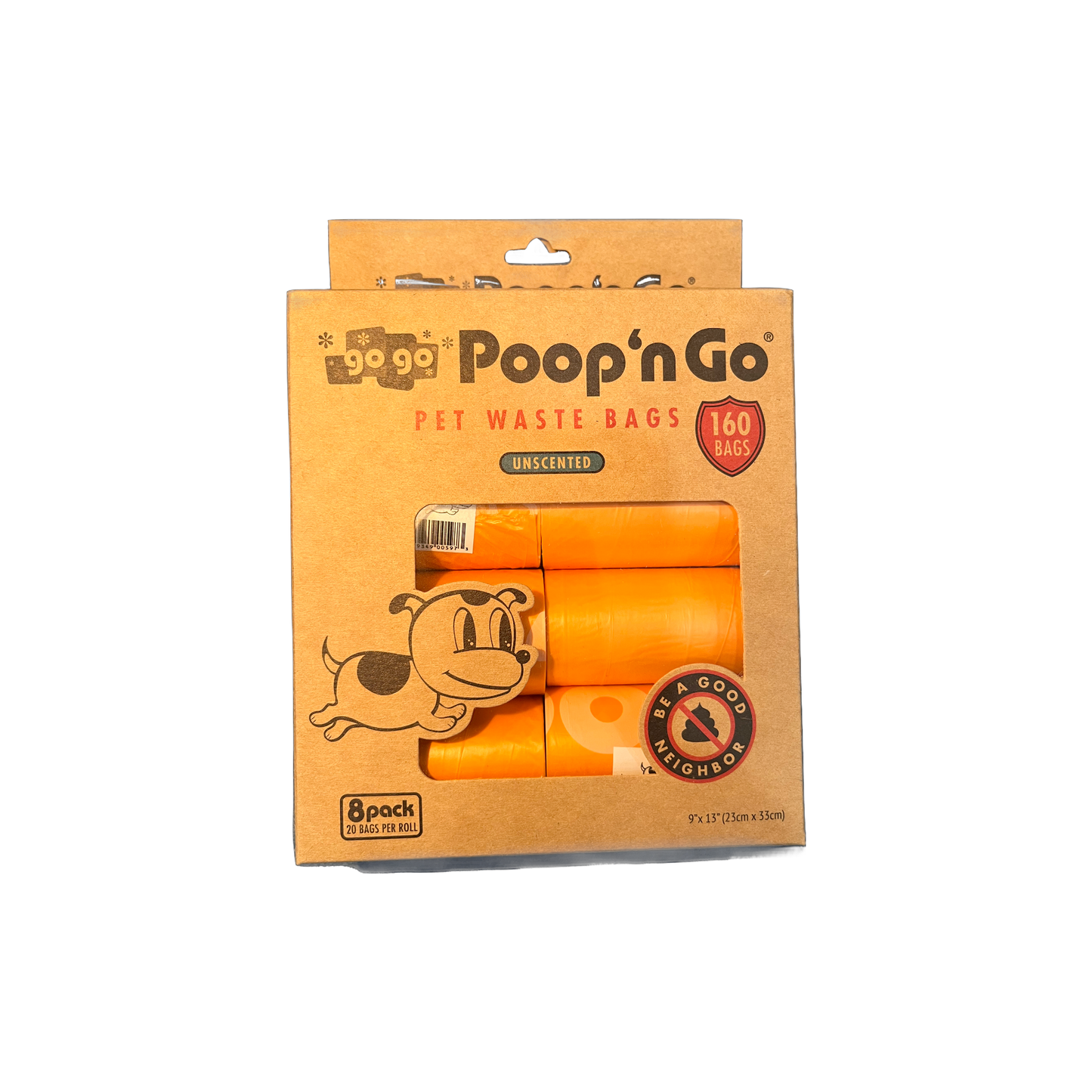 Poop 'n Go® Pet Waste Bags, 8 Rolls, Unscented, by GoGo