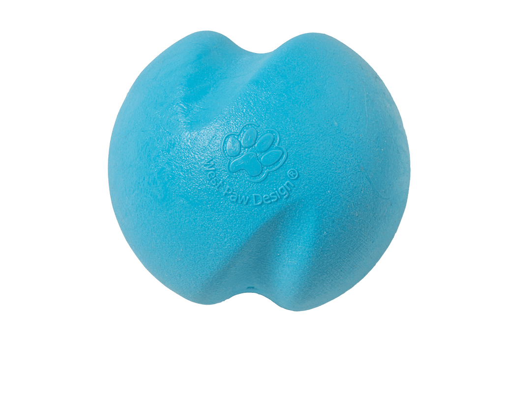 West Paw Jive® Dog Toy Ball for Chew, and Fetch: Aqua Blue / Extra Small