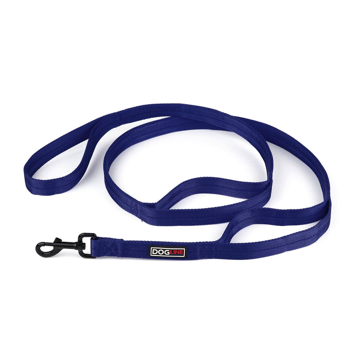 Nylon Multi-Handle Flat Leash: Navy Blue / 3 Handle / 6'