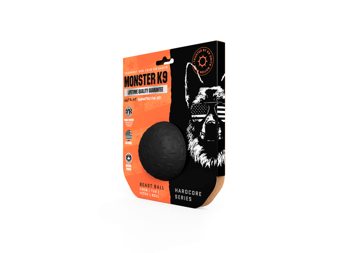Monster K9 Black Dog Ball for Aggressive Chewers