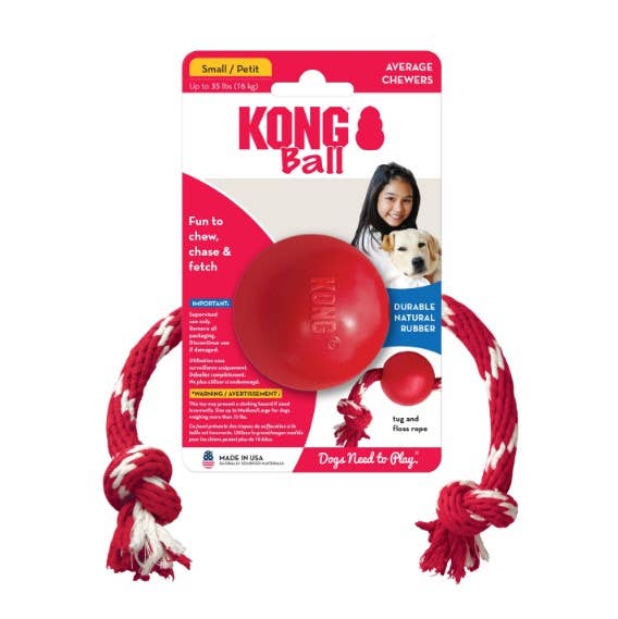 KONG® Ball w/Rope Dog Fetch Toy Small