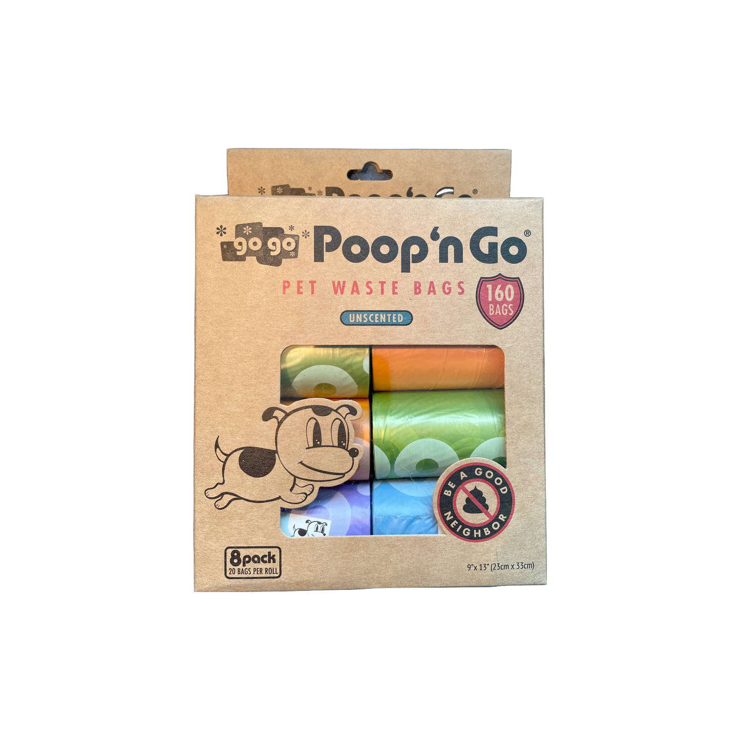 Poop 'n Go® Pet Waste Bags, 8 Rolls, Unscented, by GoGo