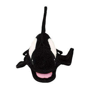 Front view of the Tuffy killer whale dog toy, highlighting the pink open mouth and durable design.