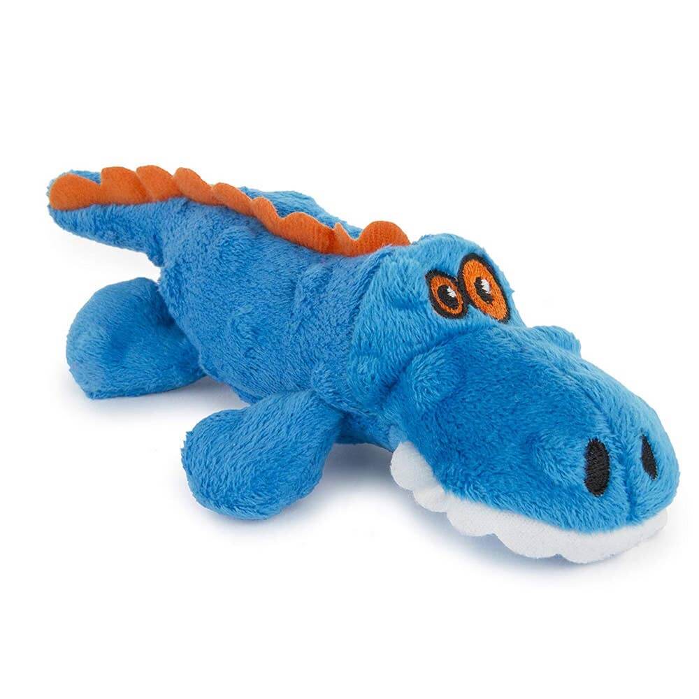 GoDog Just For Me Gator w/Chew Guard Plush Dog Toy Blue