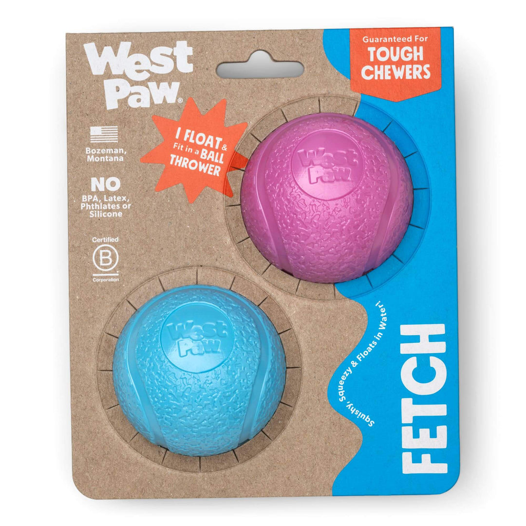 Boundr® 2-Pack Dog Toy Ball for Play, Chew, and Fetch: Hot Pink/Aqua