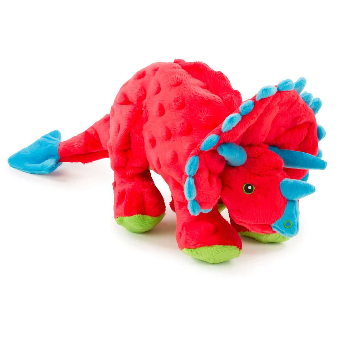 GoDog Dino Triceratops w/Chew Guard Plush Dog Toy Red Large