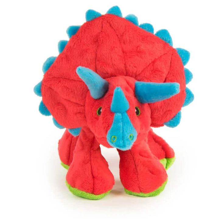 GoDog Dino Triceratops w/Chew Guard Plush Dog Toy Red Large
