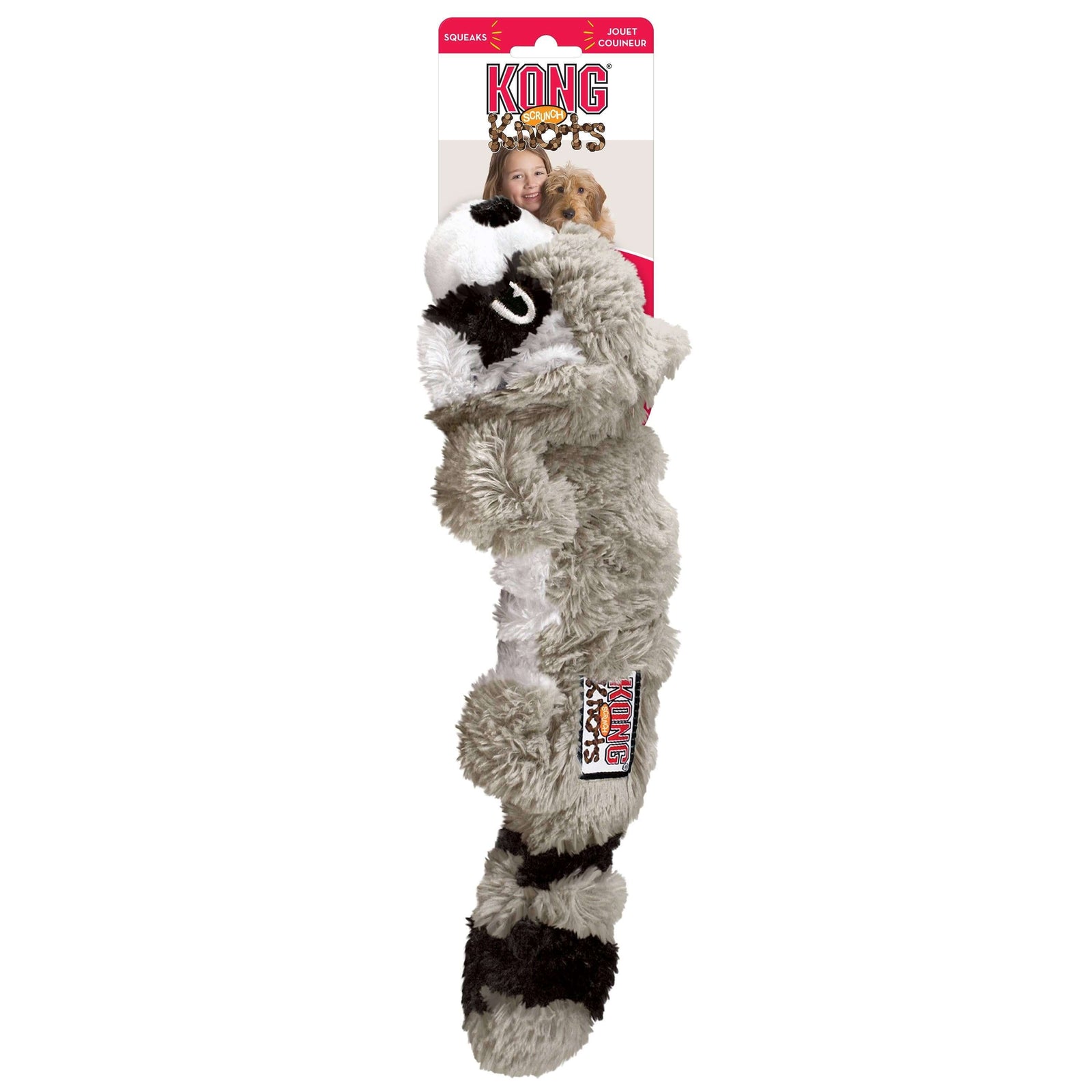 KONG Raccoon dog toy with packaging on a white background